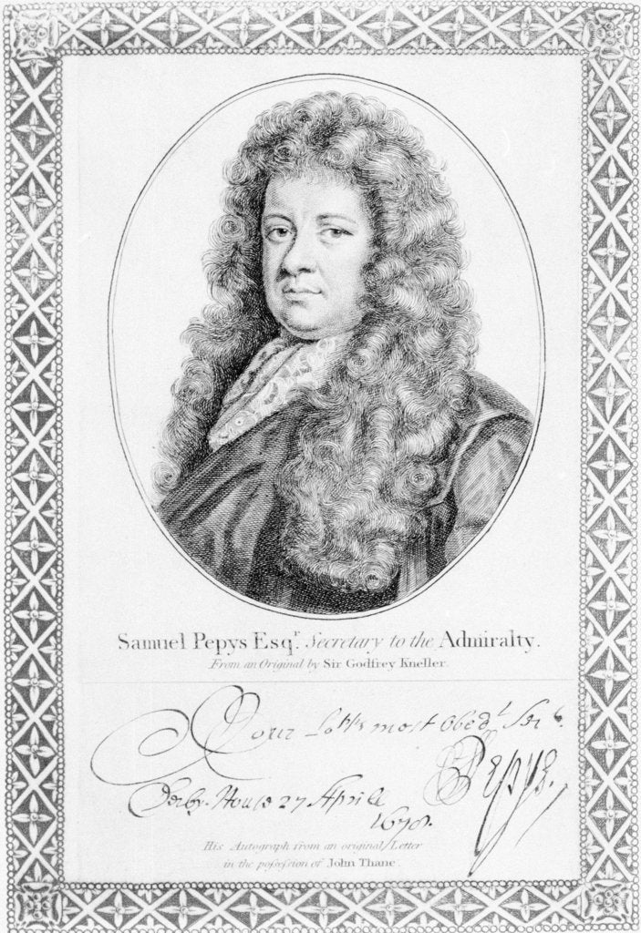 Detail of Samuel Pepys by Godfrey Kneller