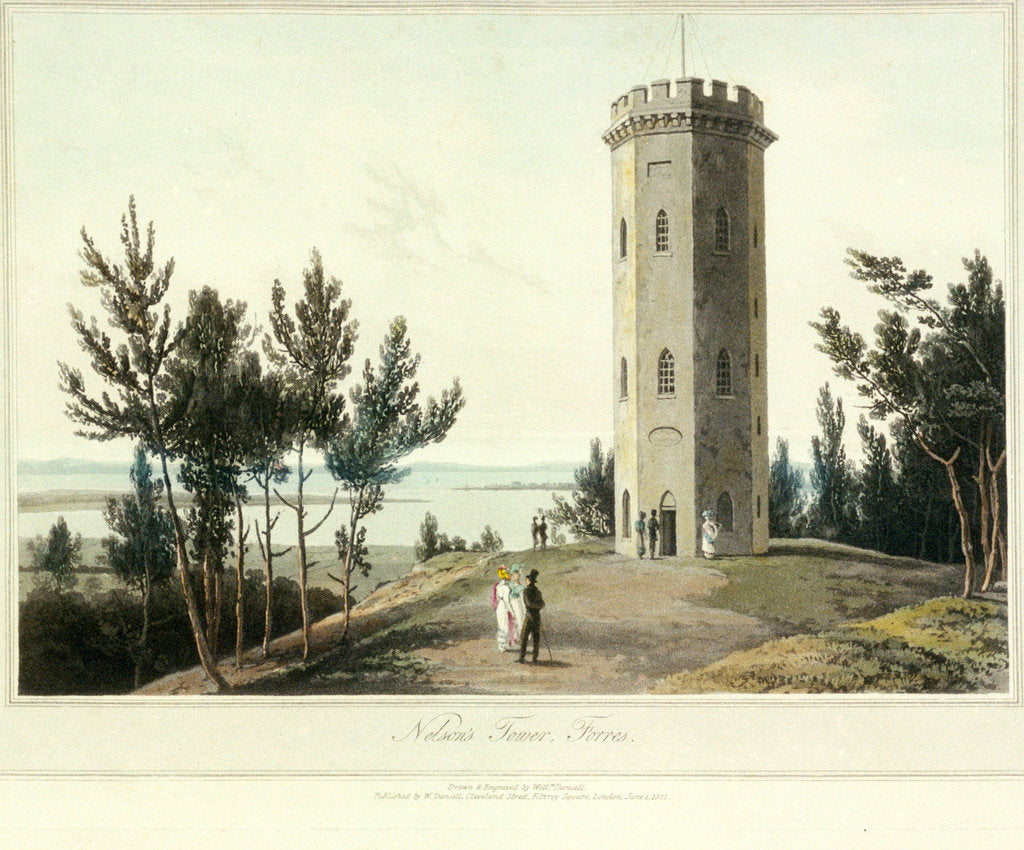 Detail of Nelson's Tower, Forres by William Daniell
