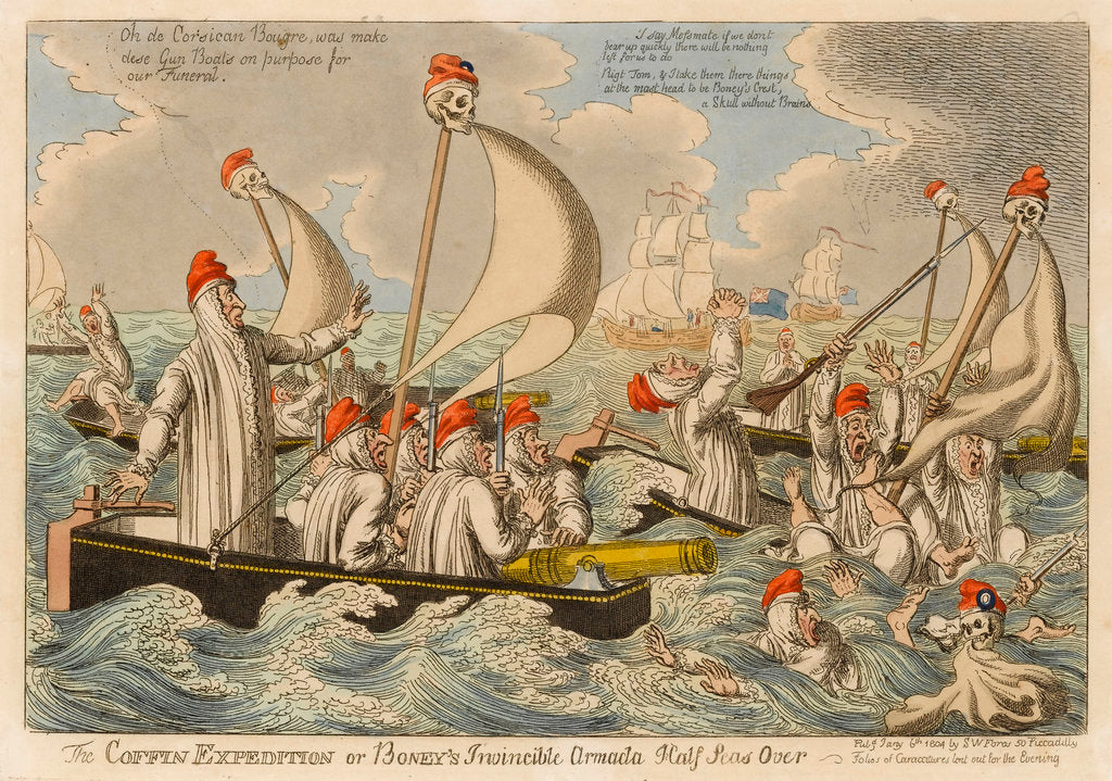 Detail of The Coffin Expedition or Boney's Invincible Armada Half Seas Over by S.W. Fores