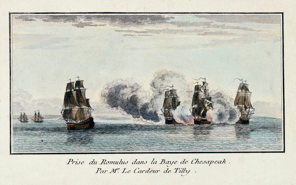 Detail of Prise du Romulus dans la Baye de Chesapeak. Par Mr. Le Cardeur de Tilly by Le Cardeur de Tilly