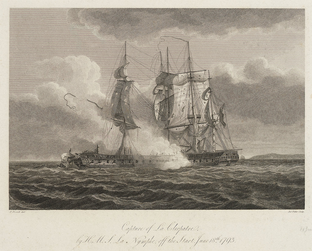 Detail of Capture of 'La Cleopatre' by HMS 'La Nymphe' off the Start, 18 June 1793 by Nicholas Pocock