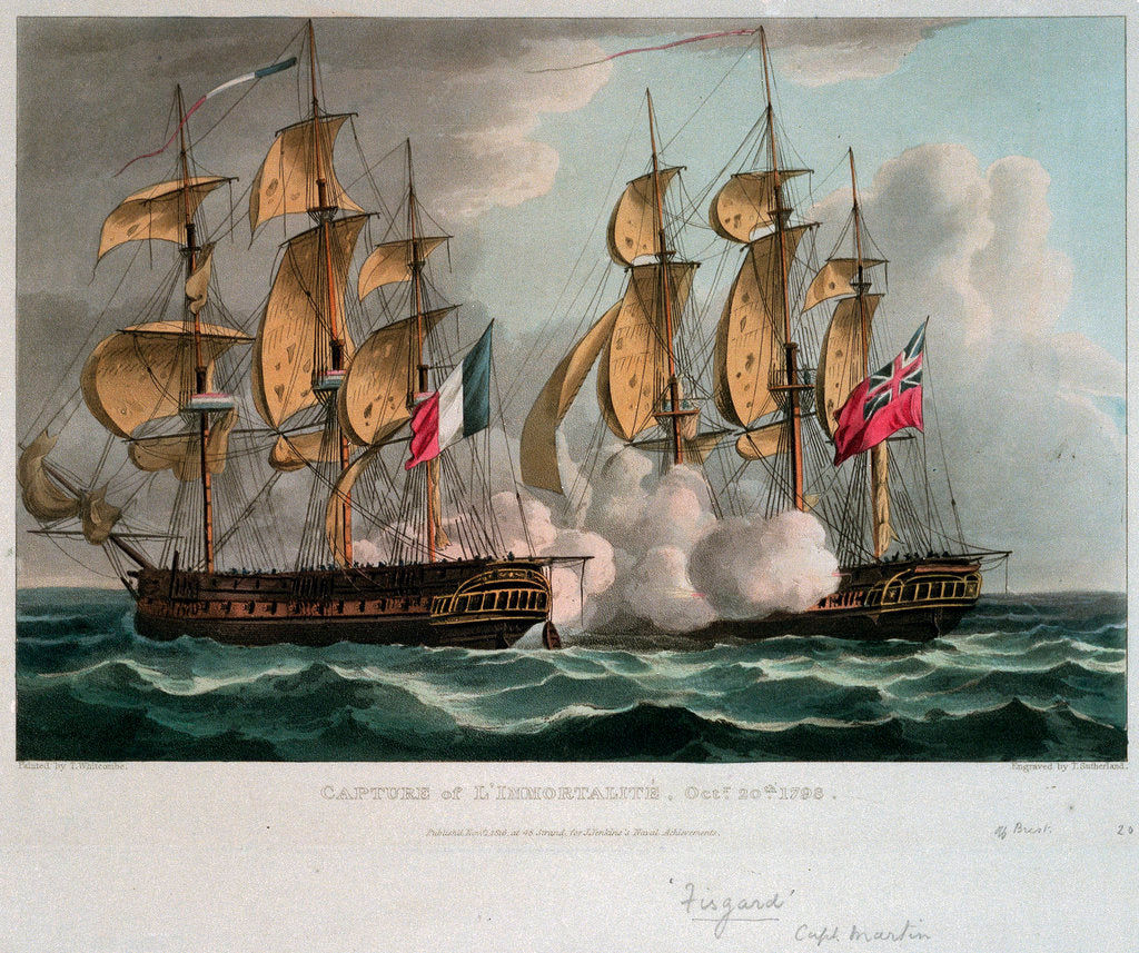 Detail of Capture of 'L' Immortalite' 20 October 1798 by Thomas Whitcombe