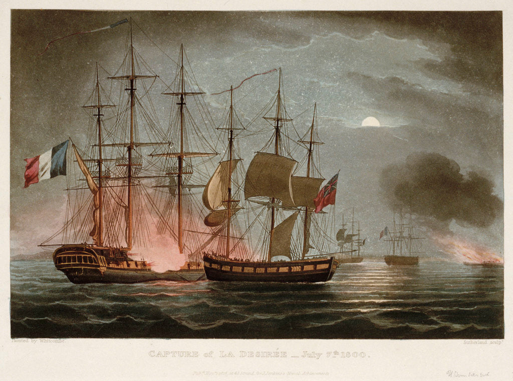 Detail of Capture of 'La Desiree',  7 July 1800 by Thomas Whitcombe