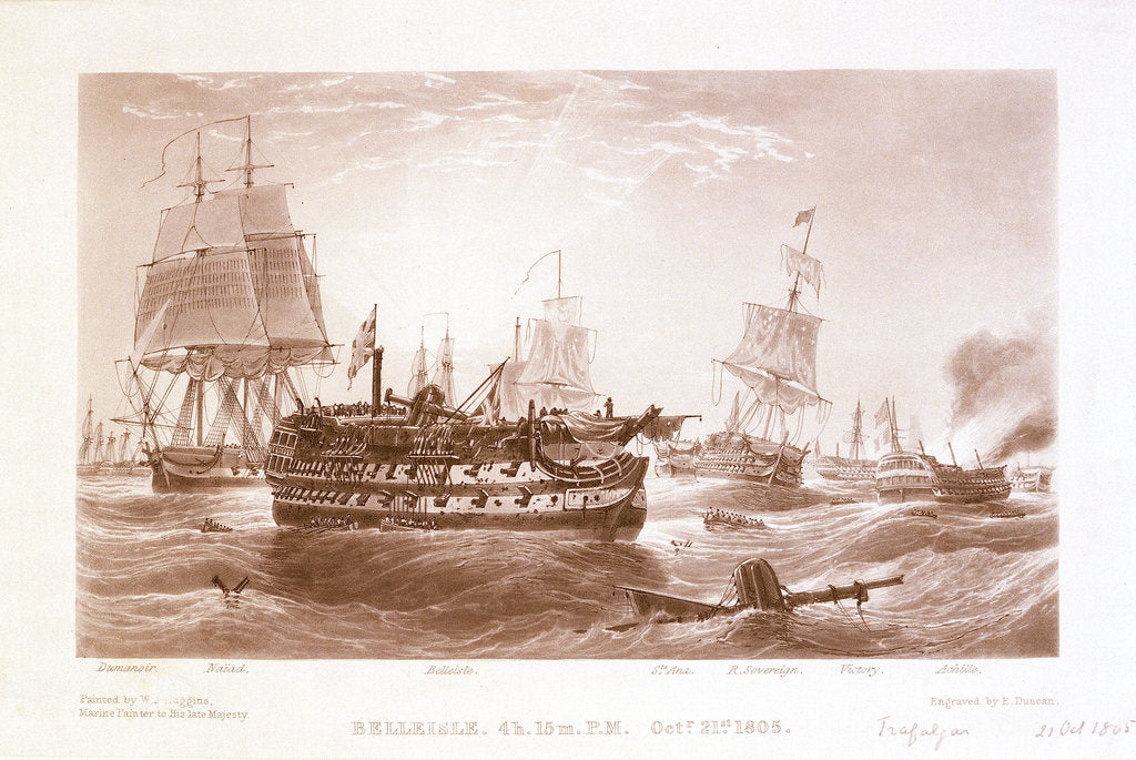 Detail of The Battle of Trafalgar, 21 October 1805 by William John Huggins