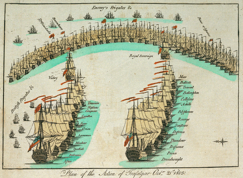Detail of Plan of the action at the Battle of Trafalgar, 21 October 1805 by unknown