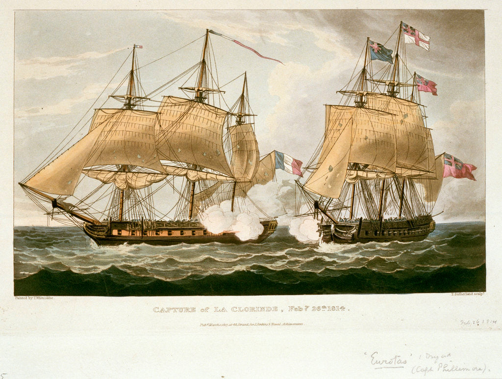 Detail of Capture of 'La Clorinde', 26 February 1814 by Thomas Whitcombe
