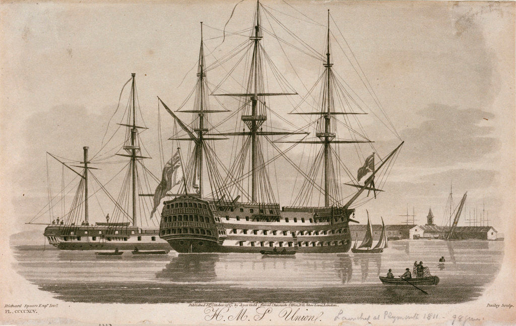 Detail of HMS 'Union' at anchor by Richard Speare