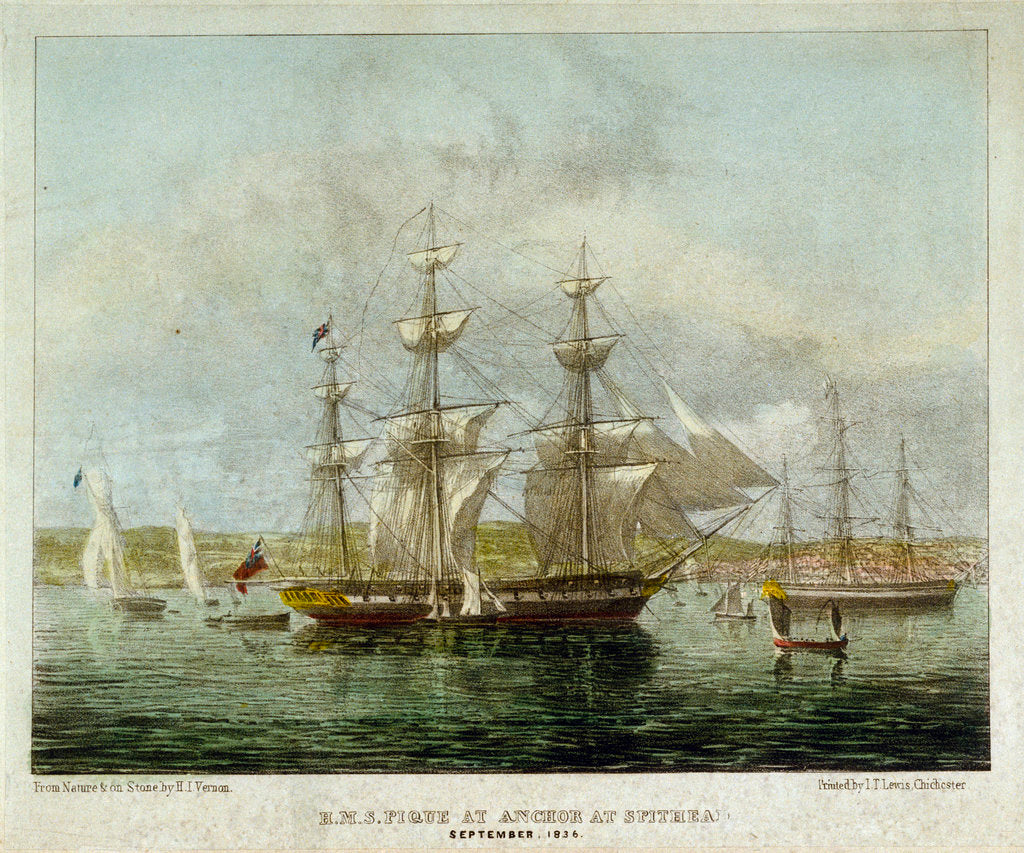 Detail of HMS 'Pique' at Anchor at Spithead September, 1836 by H. John Vernon