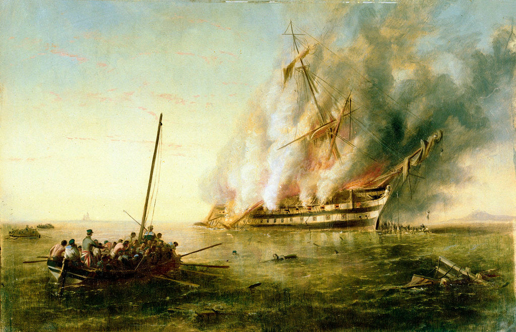 Detail of The 'Bombay' on fire 1861 by Richard Brydges Beechey