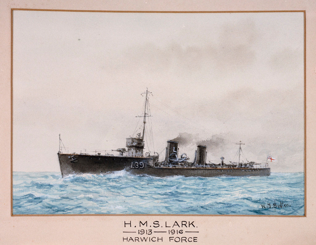 Detail of HMS 'Lark', 1913-1916, Harwich Force by W.J. Sutton