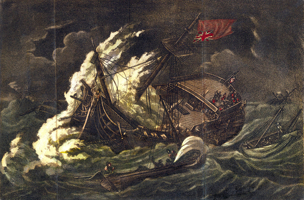 Detail of Wrecks of the 'Britannia', & 'Admiral Gardner', East Indiamen, on the Goodwin Sands, 24 January 1809 by unknown