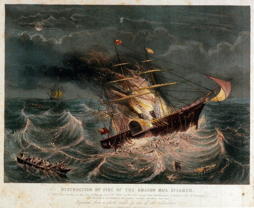 Detail of Destruction of the mail steamer 'Amazon' by Read & Co