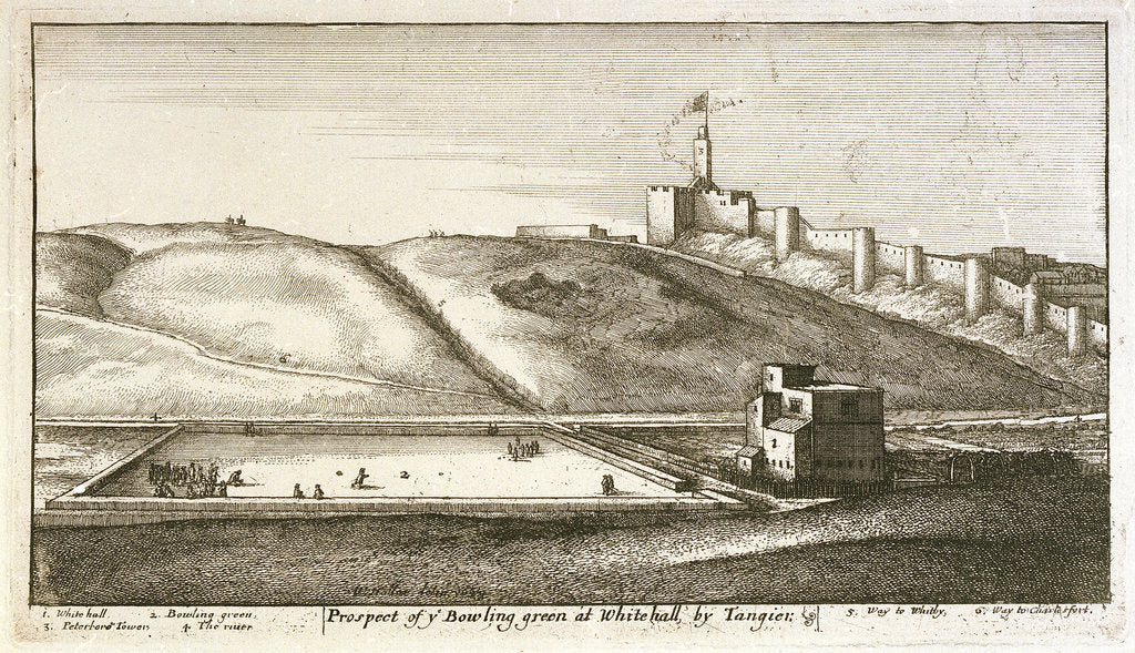 Detail of Prospect of the bowling green at Whitehall by Tangier by Wenceslaus Hollar