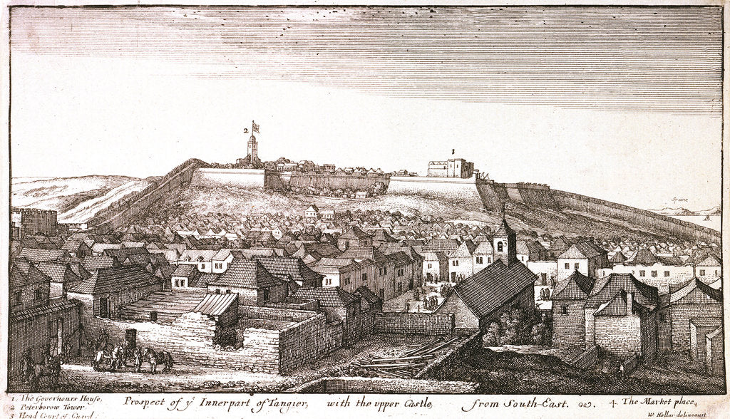 Detail of Prospect of y Innerpart of Tangier, with the upper Castle, from southeast by Wenceslaus Hollar