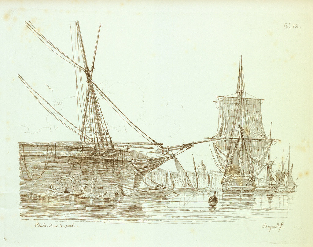 Detail of Etude dans le port. No.12 Etudes de Batimens by Mars Henry Bayard