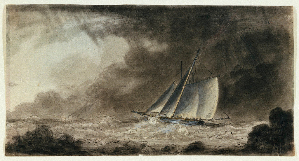 Detail of Cutter off a coast in a squall by Charles Gore