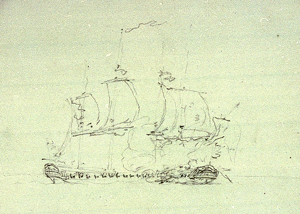 Detail of Captain Sir Edward Pellew's 'Nymphe' boards and takes the 'Cleopatra', 18 June 1793 by Nicholas Pocock