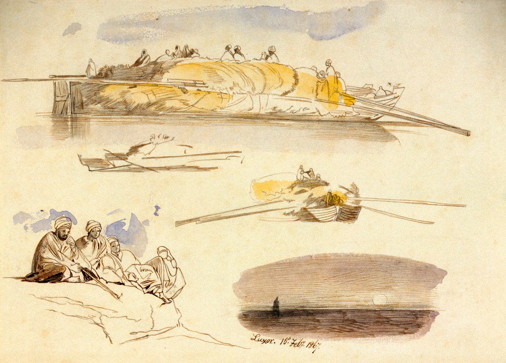 Detail of Five sketches of Luxor, Egypt by Edward Lear
