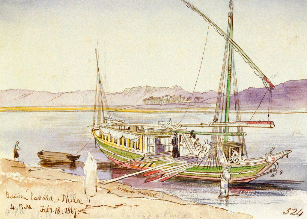 Detail of Between Daboad & Phila, Egypt by Edward Lear
