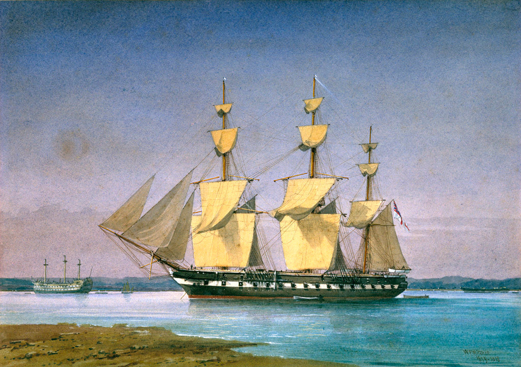 Detail of HMS 'Forte' at anchor, no.1018 by William Frederick Mitchell
