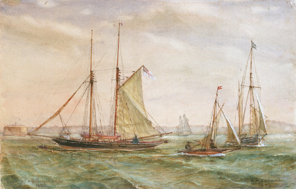 Detail of Yachts off Southsea 1895 by E.P. Bedwell