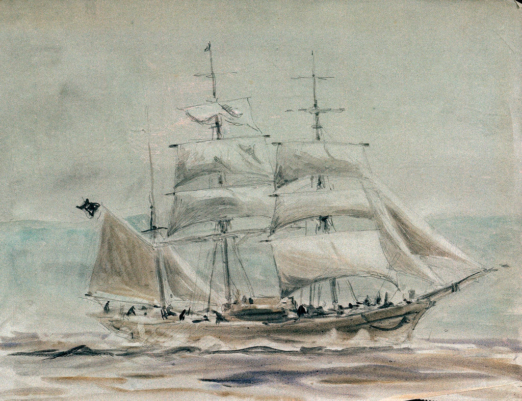 Detail of Barque under sail by William Lionel Wyllie