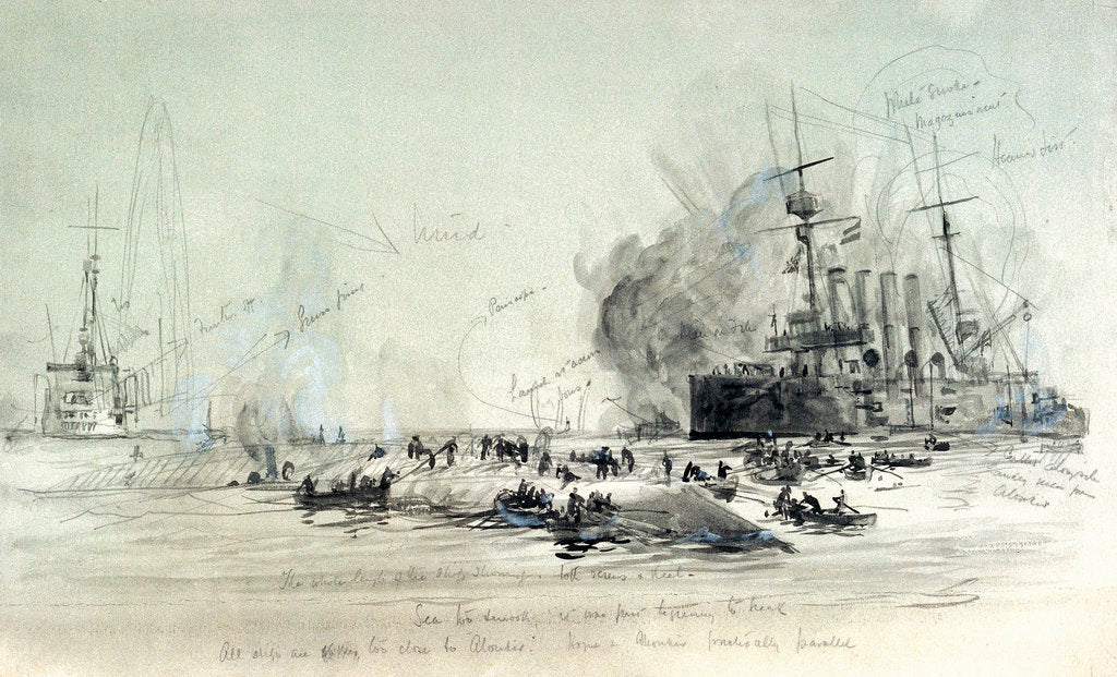 Detail of HMS 'Hogue', 'Cressy', 'Aboukir' by William Lionel Wyllie