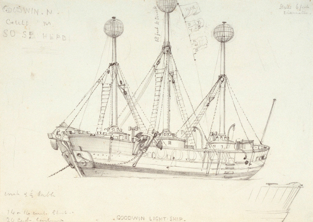 Detail of Goodwin light ship by Edward William Cooke