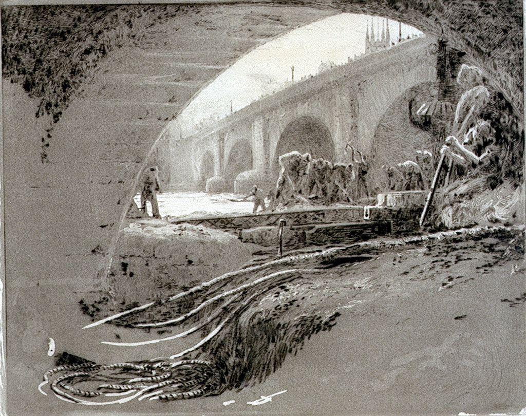 Detail of Archway of Old London Bridge by William Lionel Wyllie