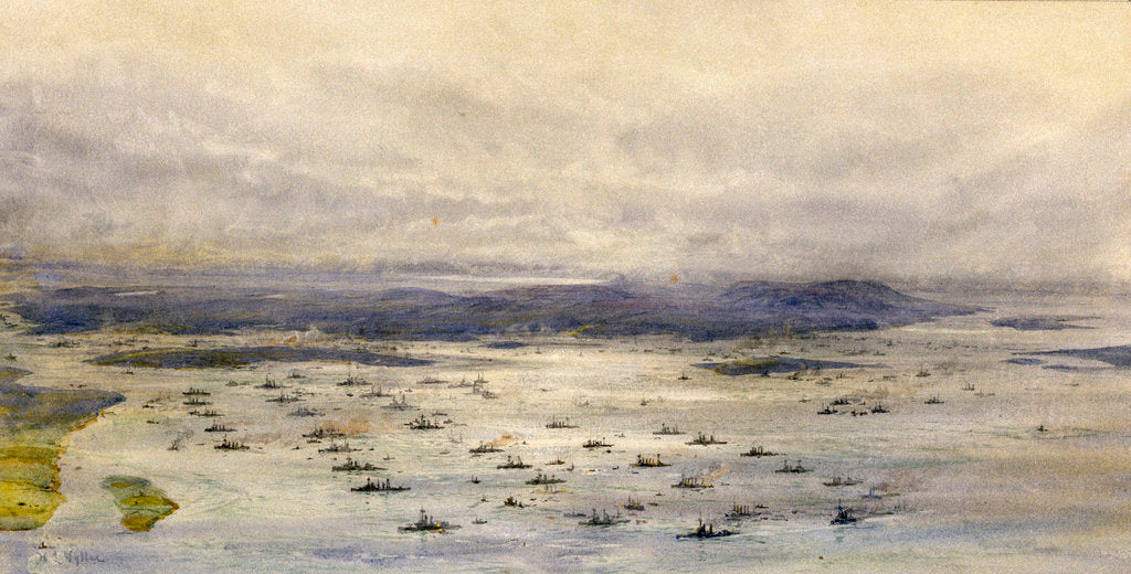 Detail of Birdseye view of fleet by William Lionel Wyllie