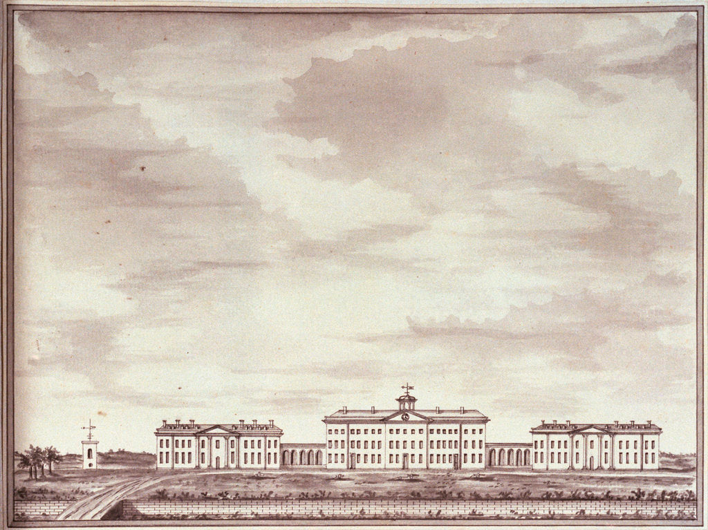 Detail of Early view of the Royal Artillery Barracks, Woolwich by John Charnock