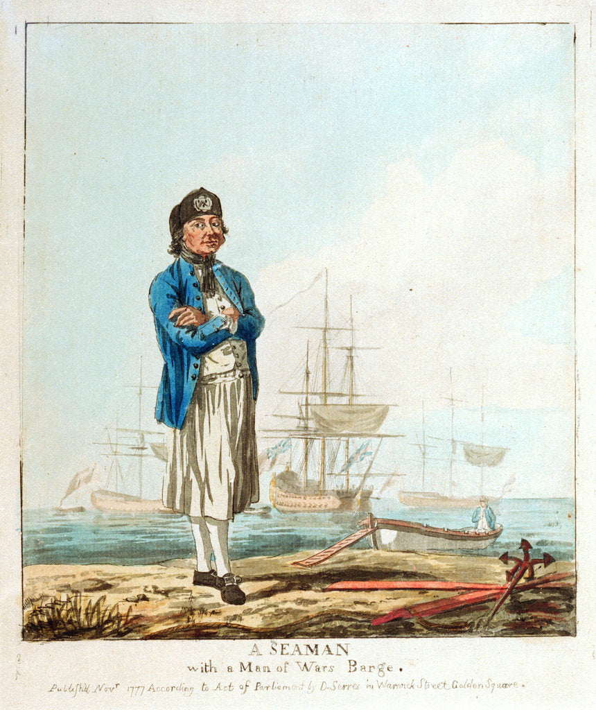 Detail of A seaman with a man-of-war's barge by D. Serres