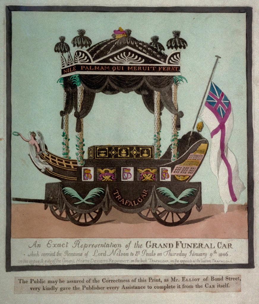 Detail of An Exact Representation of the Grand Funeral Car which carried the Remains of Lord Nelson to St Pauls on Thursday January 9th 1806 by S.W. Fores