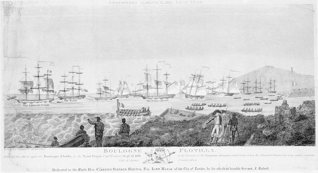 Detail of Plan of the attack upon the Boulogne flotilla, by the frigate 'Naiad', 21 September 1811 by I. Ryland