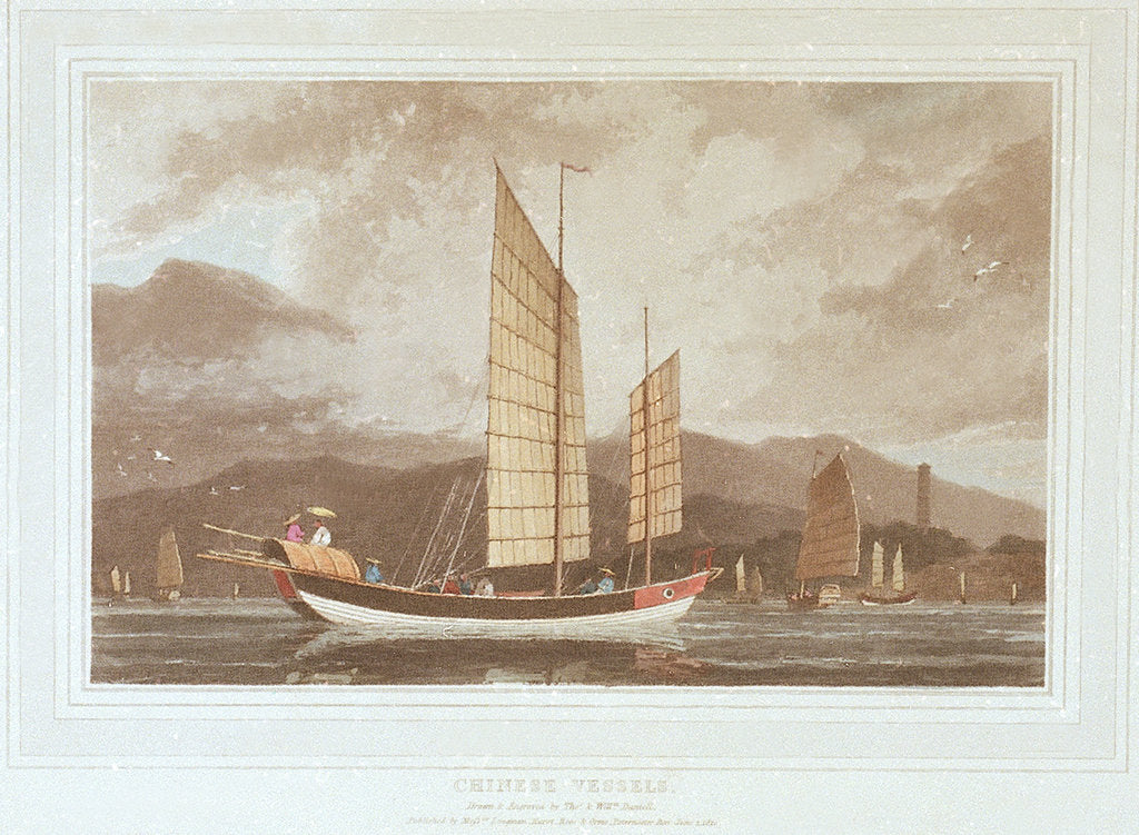Detail of Chinese vessels by Thomas Daniell