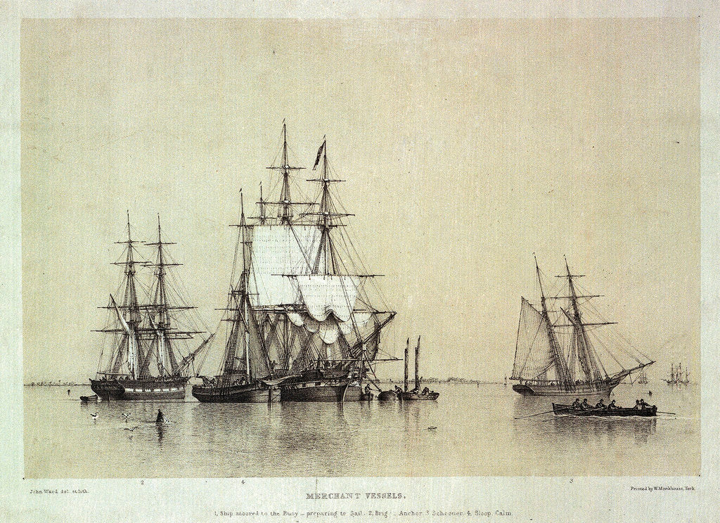 Detail of Marine Studies, merchant vessels by John Ward