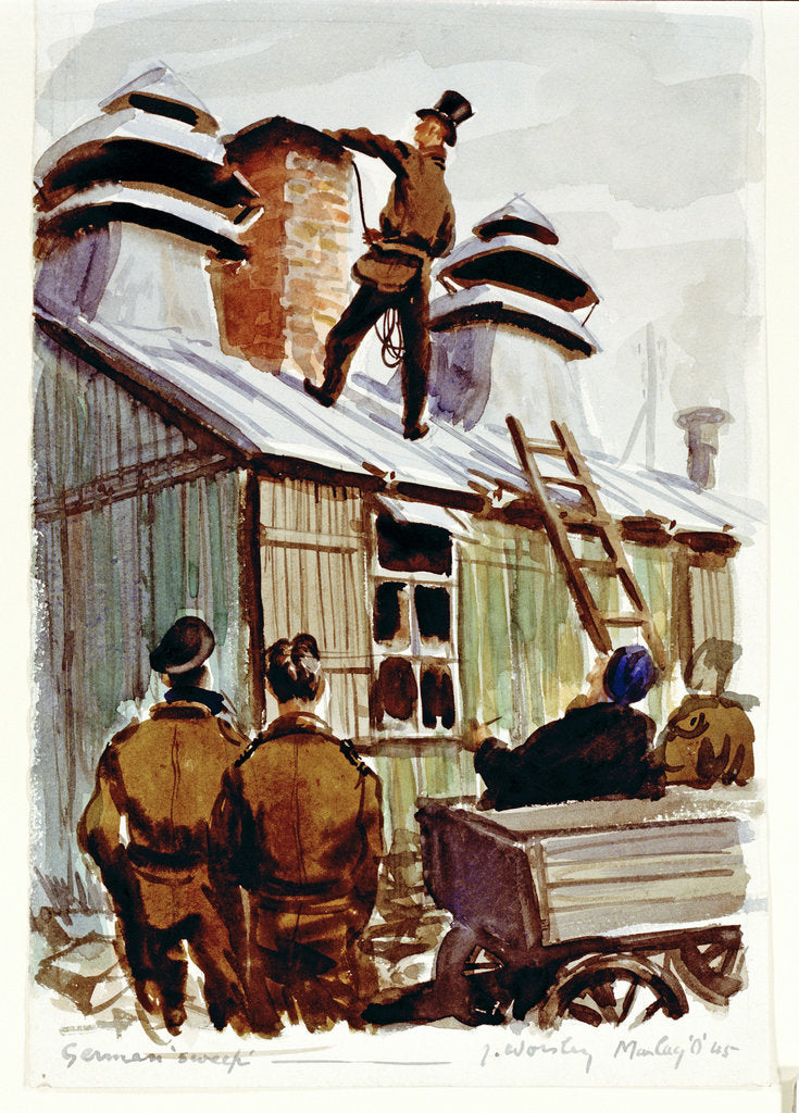 Detail of German chimney sweep at Marlag 'O' prisoner-of-war camp by John Worsley