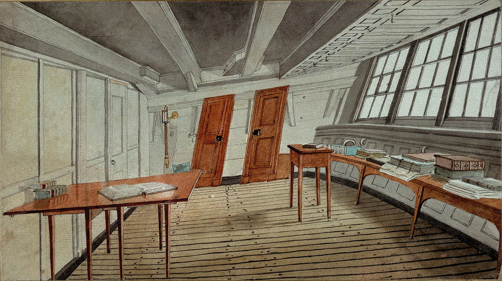 Detail of Interior of a ship's cabin, circa 1819 by English School
