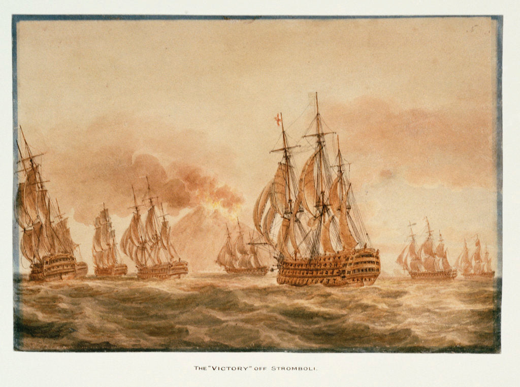 Detail of The 'Victory'  with the fleet off Stromboli,  January 1805 by Nicholas Pocock