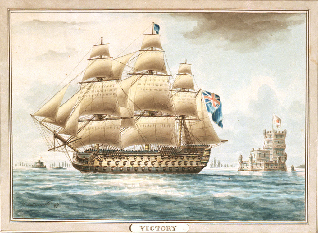 Detail of HMS 'Victory' off Belem Castle by Thomas Buttersworth