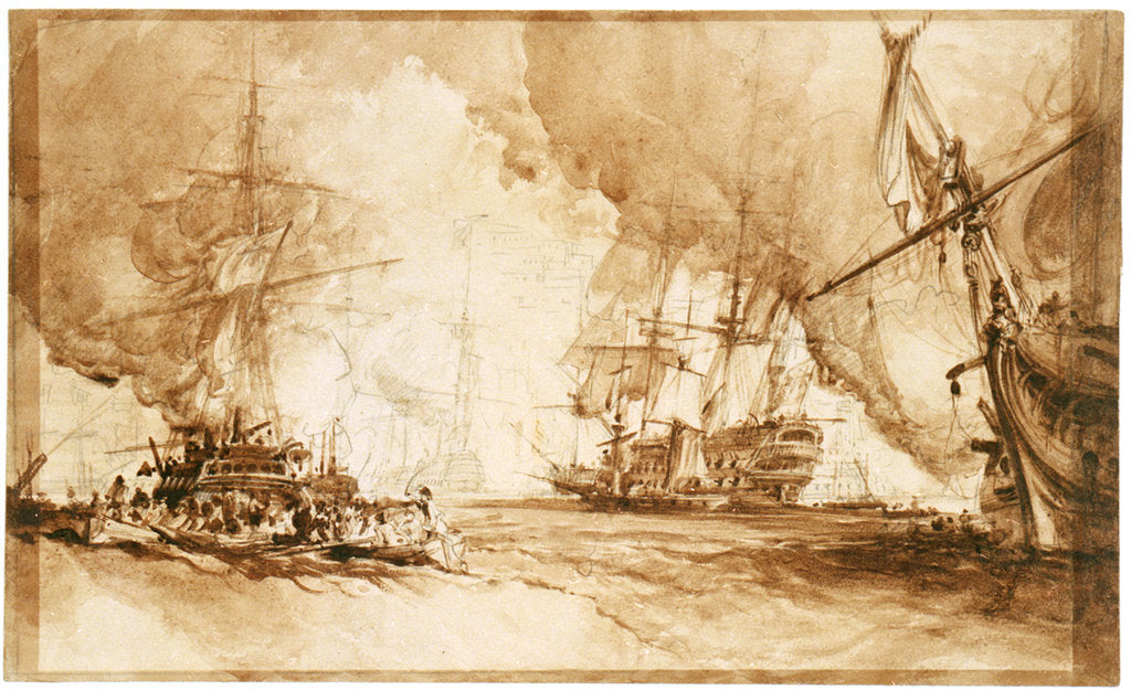 Detail of Study for the painting of Bombardment of Algiers, 1816 by George Chambers