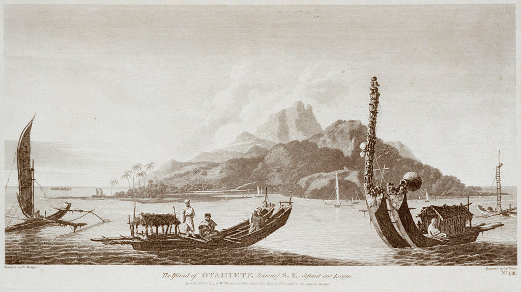 Detail of The island of Otahiete bearing southeast distant one league by William Hodges