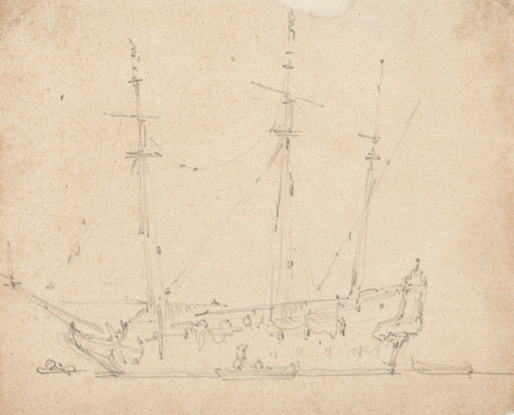 Detail of A Dutch ship bending sails by Willem Van de Velde the Younger