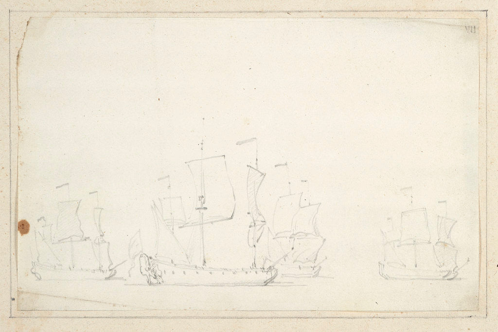 Detail of English ships in stays by Willem Van de Velde the Younger