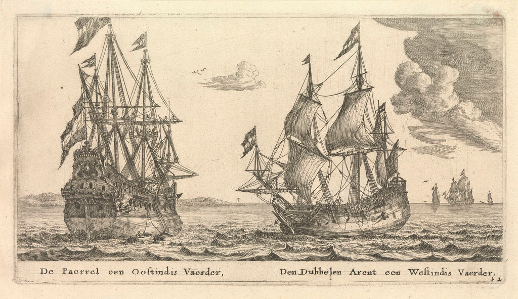 Detail of The Dutch ships 'Paerrel' and 'Dubbelen Arent' by Reinier Nooms