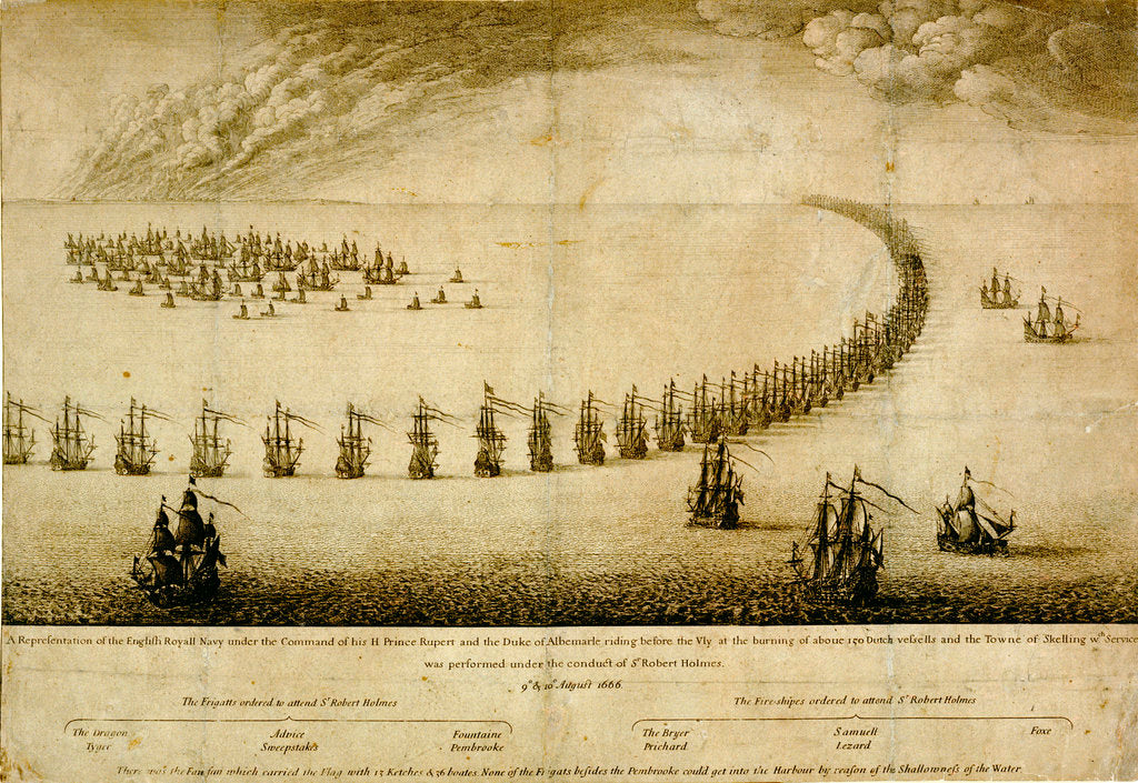Detail of The English Navy running before the Vly, 1666 by Wenceslaus Hollar