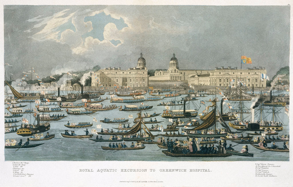 Detail of Royal aquatic excursion to Greenwich Hospital by Robert Havell