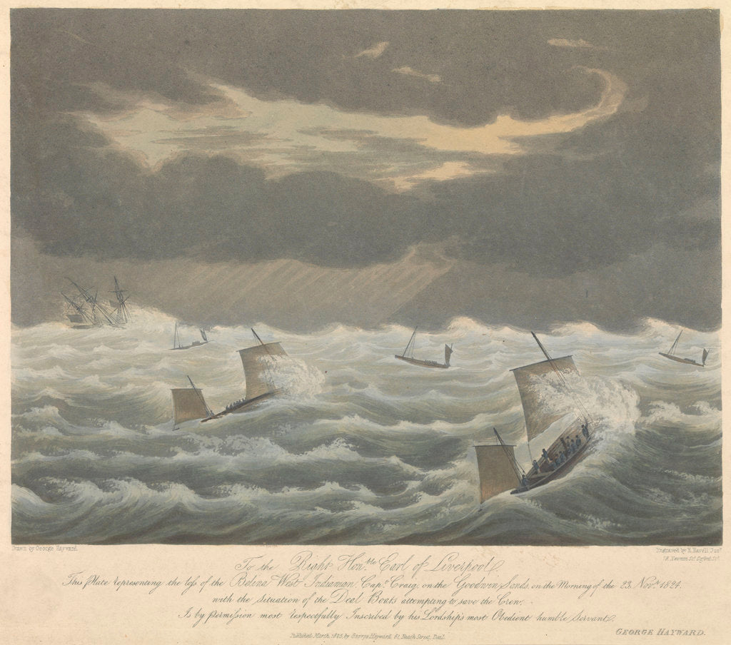 Detail of Aquatint of the loss of the West Indiaman 'Belina' on the 23rd of November1824 by George Haywood