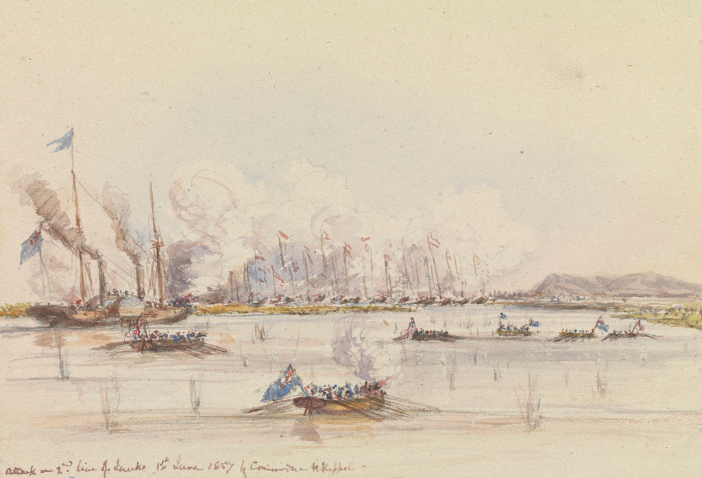Detail of The action in Fatshan Creek by Oswald Walter Brierly