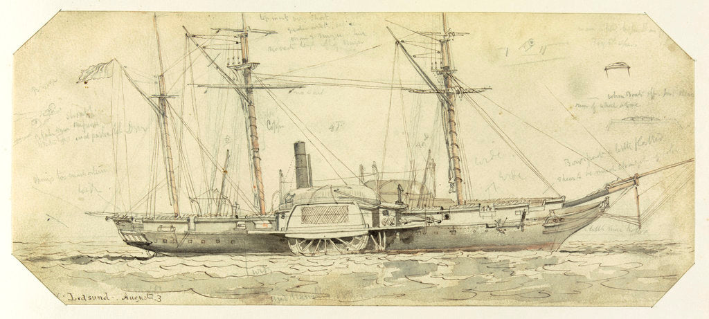 Detail of HMS 'Driver' at Ledsund, Aland Islands, 3 August 1854 by Oswald Walter Brierly